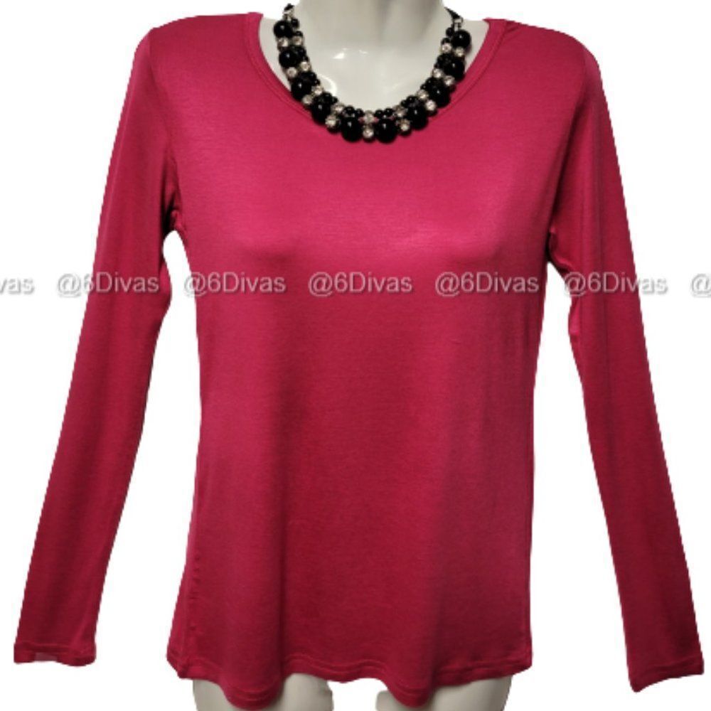 Womens Pink Top Basic Blouse Yoga Top Long-Sleeve T-Shirt Casual Summer Tees NEW
